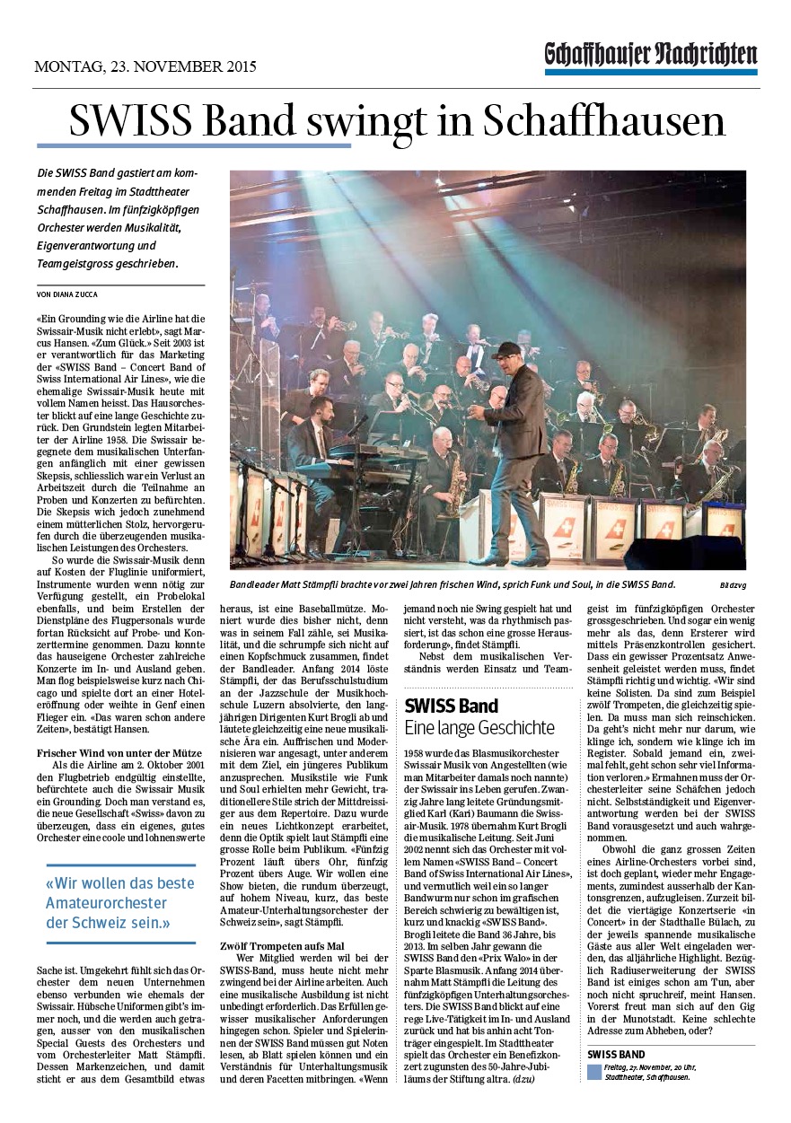Benefizkonzert Schaffhausen – SN, 23. November 2015